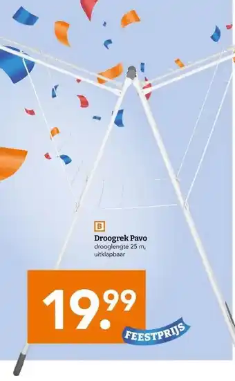 Blokker Droogrek Pavo drooglengte 25 m, uitklapbaar aanbieding