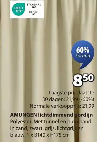 Jysk Amungen lichtdimmend gordijn aanbieding