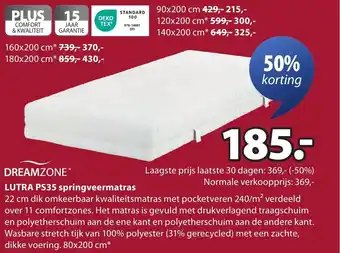 Jysk Dreamzone Lutra PS35 springveermatras aanbieding