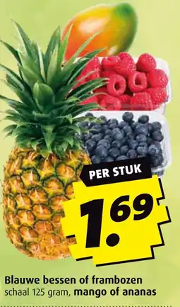 Boni Blauwe bessen of frambozen, mango of ananas aanbieding