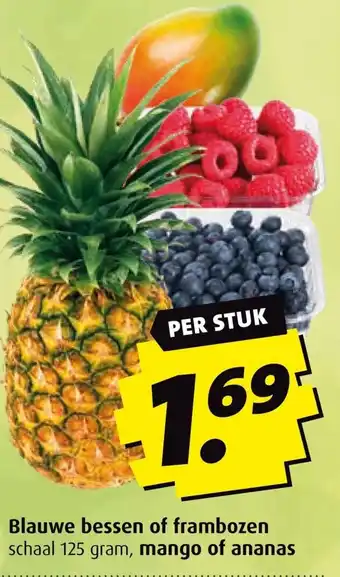 Boni Blauwe bessen of frambozen, mango of ananas aanbieding