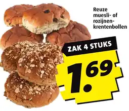 Boni Reuze muesli of rozijnen krentenbollen aanbieding