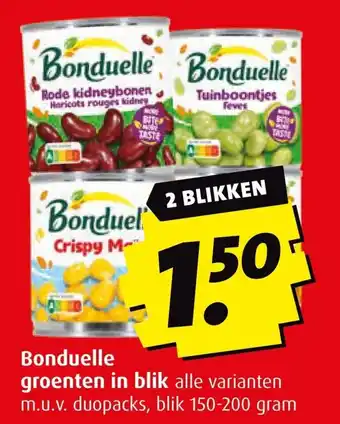 Boni Bonduelle groenten in blik aanbieding