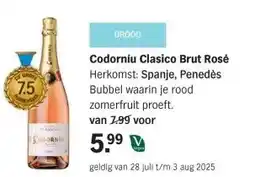 Albert Heijn Codorníu Clasico Brut Rosé Herkomst: Spanje, Penedès Bubbel waarin je rood zomerfruit proeft. aanbieding