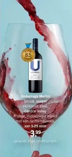 Albert Heijn Undurraga Merlot Smaak: soepel Herkomst: Chili, aanbieding