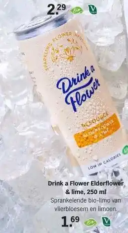 Albert Heijn Drink a Flower Elderflower, & lime, 250 ml aanbieding