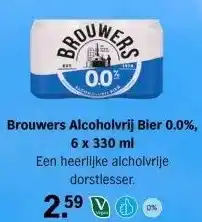 Albert Heijn Brouwers Alcoholvrij Bier 0.0%, 6 x 330 ml aanbieding