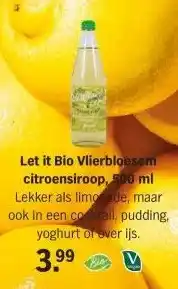 Albert Heijn Let it Bio Vlierbloesem citroensiroop, 500 ml aanbieding