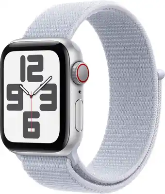Bol.com Apple Watch SE 2024 GPS + Cellular 40mm Silver Aluminium Case with Blue Cloud Sport Loop aanbieding