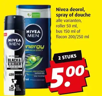 Boni Nivea deorol, spray of douche aanbieding