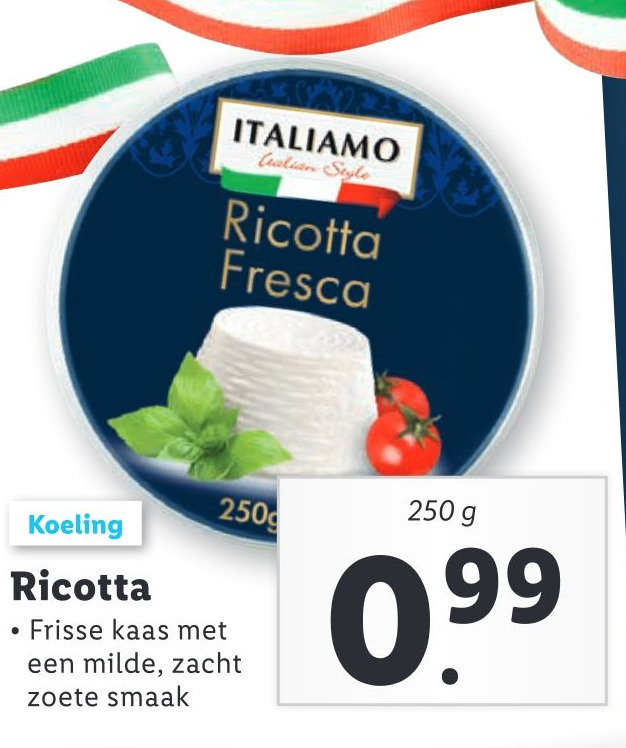 Ricotta 250g aanbieding bij Lidl