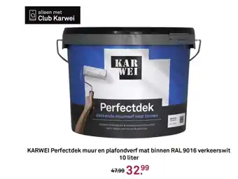 Karwei KARWEI Perfectdek muur en plafondverf mat binnen RAL 9016 verkeerswit aanbieding