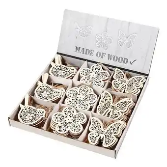 Lobbes Houten Figuren Vlinder Bloem en Vogel, 90st. aanbieding