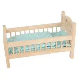 Lobbes Small Foot - Houten Poppenbed Natuurlijk met Beddengoed, 4ldg. aanbieding