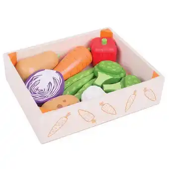 Lobbes Bigjigs Houten Kistje met Groenten, 12 dlg. aanbieding