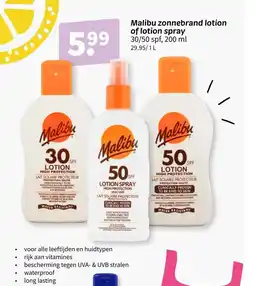 Wibra Malibu zonnebrand lotion of lotion spray aanbieding