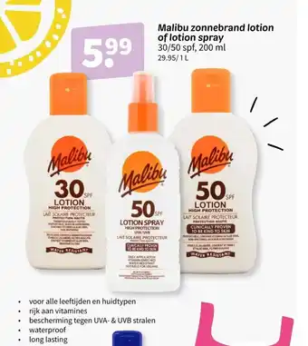 Wibra Malibu zonnebrand lotion of lotion spray aanbieding