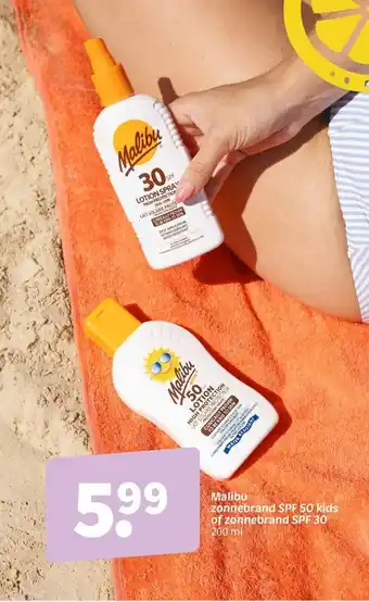 Wibra Malibu zonnebrand SPF 50 kids of zonnebrand SPF 30 aanbieding