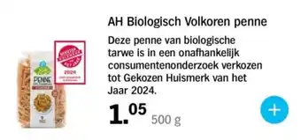 Albert Heijn AH Biologisch Volkoren penne aanbieding