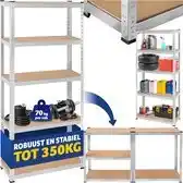 Praxis Tectake - Werkplaatsrek - 180 X 75 X 30 Cm, 350 Kg - Zilver aanbieding