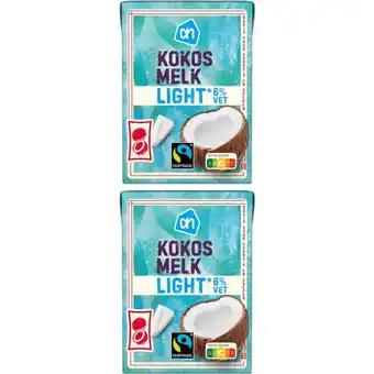 Albert Heijn AH Kokosmelk light 2-pack aanbieding