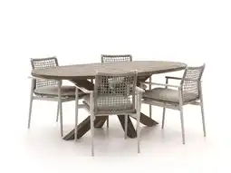Kees Smit Bellagio Pizzoli/ROUGH-Y Ellips 200cm dining tuinset 5-delig stapelbaar aanbieding