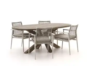 Kees Smit Bellagio Pizzoli/ROUGH-Y Ellips 200cm dining tuinset 5-delig stapelbaar aanbieding
