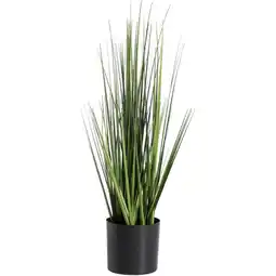 Leen Bakker Kunstplant Siergras in pot - groen/zwart - 60 cm - Leen Bakker aanbieding
