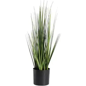 Leen Bakker Kunstplant Siergras in pot - groen/zwart - 60 cm - Leen Bakker aanbieding