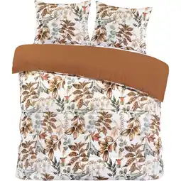 Leen Bakker Dekbedovertrek Celina - wit/terra - 200x220 cm - Leen Bakker aanbieding