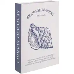 Leen Bakker Opbergboek Seafood - blauw - 5x30x21 cm - Leen Bakker aanbieding