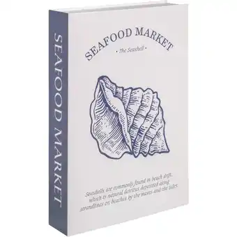 Leen Bakker Opbergboek Seafood - blauw - 5x30x21 cm - Leen Bakker aanbieding