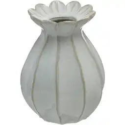 Leen Bakker Vaas Peplum - off-white - keramiek - 17,5xØ13,5 cm - Leen Bakker aanbieding