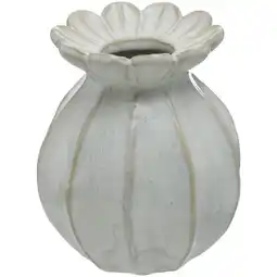 Leen Bakker Vaas Peplum - off-white - keramiek - 12,5xØ11 cm - Leen Bakker aanbieding
