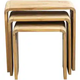 Leen Bakker Bijzettafel Dimas - teakhout - set van 3 - Leen Bakker aanbieding