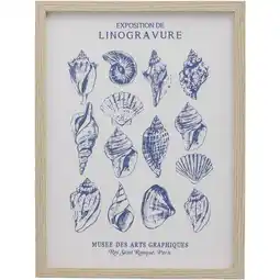 Leen Bakker Poster Schelpen Linogravure - MDF/glas - 40x30 cm - Leen Bakker aanbieding