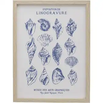 Leen Bakker Poster Schelpen Linogravure - MDF/glas - 40x30 cm - Leen Bakker aanbieding