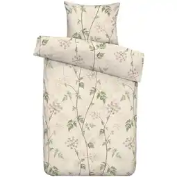 Leen Bakker Dekbedovertrek Vera - beige/groen - 140x220 cm - Leen Bakker aanbieding