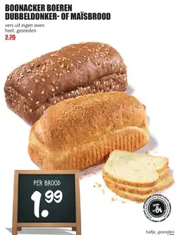 De Boerenschuur Boonacker boeren dubbeldonker of maïsbrood aanbieding