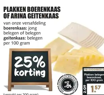 De Boerenschuur Plakken boerenkaas of arina geitenkaas aanbieding