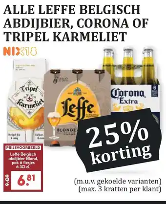 De Boerenschuur Alle leffe belgisch abdijbier, corona of tripel karmeliet nix18 aanbieding