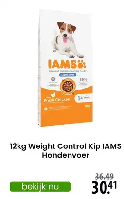 Zooplus Weight Control Kip IAMS aanbieding