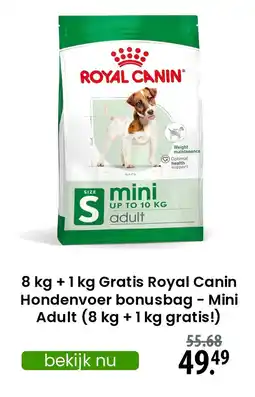 Zooplus Royal Canin Hondenvoer bonusbag Mini Adult aanbieding