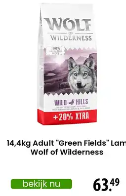 Zooplus Adult Green Fields Lam Wolf of Wilderness aanbieding