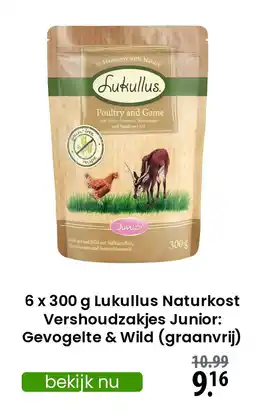 Zooplus Lukullus Naturkost Vershoudzakjes Junior: Gevogelte & Wild graanvrij aanbieding