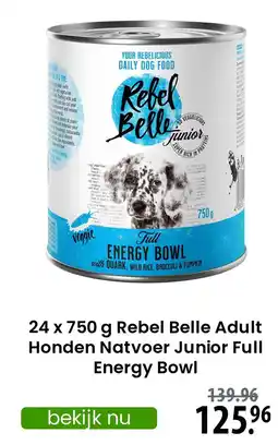 Zooplus Rebel Belle Adult Honden Natvoer Junior Full Energy Bowl aanbieding