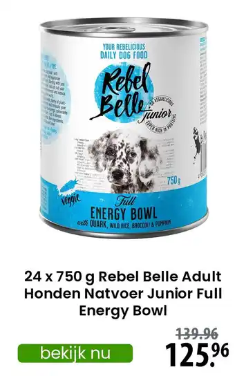 Zooplus Rebel Belle Adult Honden Natvoer Junior Full Energy Bowl aanbieding