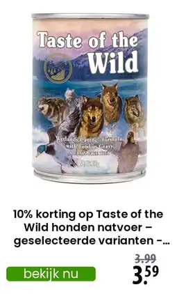 Zooplus op Taste of the Wild honden natvoer geselecteerde varianten aanbieding