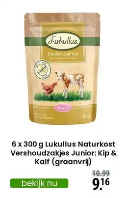 Zooplus Lukullus Naturkost Vershoudzakjes Junior: Kip & Kalf graanvrij aanbieding