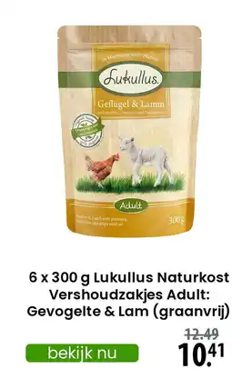 Zooplus Lukullus Naturkost Vershoudzakjes Adult: Gevogelte & Lam graanvrij aanbieding